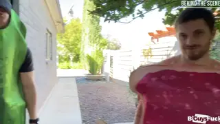 Tattooed Redhead Teen Stars in Anal Threesome Behind Scenes