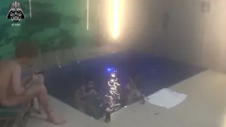 Latina Threesome Ignites Motel Poolside