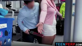 Petite Shoplifter Services Older Officer in POV Encounter