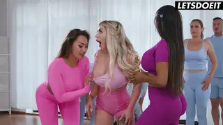 Blonde, Brunette and Latina Squirt in Lesbian Threesome