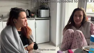 European Brunette Tourist Explores Kitchen and Car Encounters