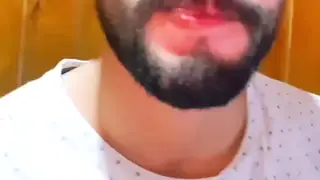 Hairy Latino Bear Takes Gloryhole Load on Lips