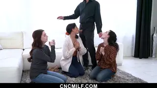 Voluptuous MILF and Teens Share Two Cocks in Freeuse Orgy