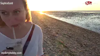 Blonde MILF Delivers a Public Beach Blowjob in POV