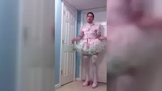Femboy Models Pink Dress in Solo Tease