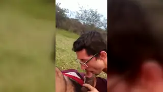 Interracial Outdoor Blowjob Under the Open Sky