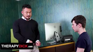 Hairy Therapist Barebacks His Patient Over the Desk