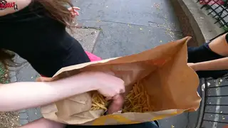 POV Double Handjob Delivered Inside a Fast-Food Bag