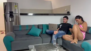 Busty Latina Roommate Gets Pussy Licked in Gym Gear