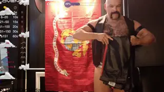 Hairy Latino Bear Strokes Hard in Leather Gear