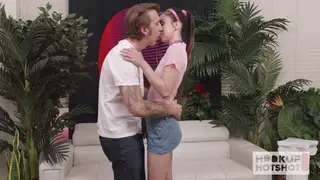 Petite Brunette Takes Rough Facial And Footjob