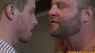 Mature Bear Coach Pounds Twink Over Desk