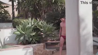 Muscular Studs Ride Bareback and Toys by the Pool