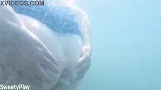Curvy BBW MILF Self-Administers Anal Milk Enema Poolside