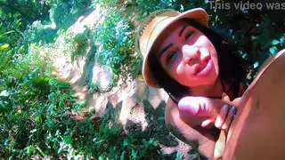 Curvy Latina Gives a Blowjob Outdoors in Lingerie