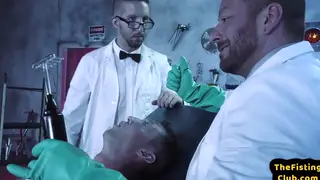 Muscular Bottom Fisted by Doctor in a Medical Threesome