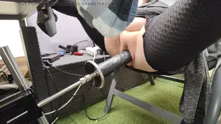 Blonde European Babe Rides Fucking Machine Outdoors