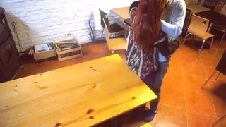 Redhead Waitress Gets Fucked on Restaurant Table