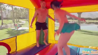 Busty Petite Asian MILF Handles Gangbang Orgy Outdoors