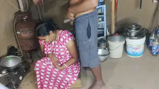 Indian Wife Services Older Man in Kitchen Blowbang