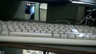 Solo Guy Strokes His Cock in a Cyber Setting