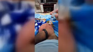Hairy Bear Inflates His Balls With Saline Solo