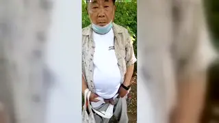 Asian Grandpa Cruises Park for Teen Handjob