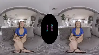 Blonde Gives POV Blowjob While Riding Toy