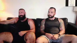 Hairy Bear Leads Bareback Gangbang for Straight Guy