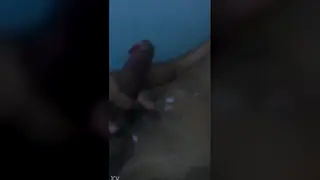 Latino Brunette Strokes His Thick Cock to Explosive Finish