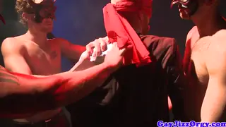 Muscular Hunks Collide in Sweaty Group Orgy