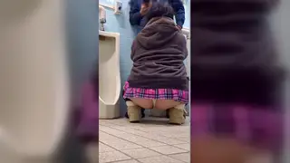 Japanese BBW Serves Multiple Men in Public Toilet