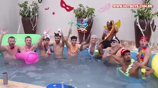Latino Teens Share a Poolside Double Penetration