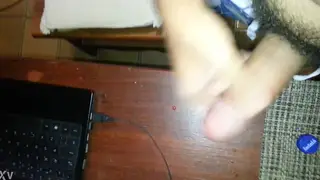 Hairy Solo Performer Strokes to Climax on Camera