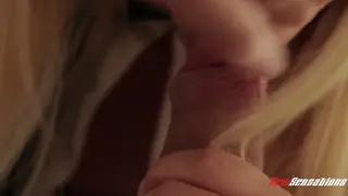 Petite Blonde Student Rides Deep in Skirt