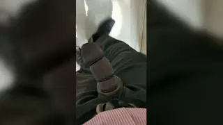 Teacher Strokes Uncut BBC in Bathroom with Cock Rings