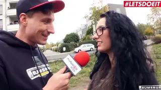 European Busty Babe Takes Stranger Deep in Moving Car