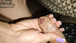European Stepsister Gives POV Handjob and Footjob to Finish