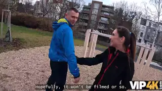 European Brunette Takes a Stranger in a Car