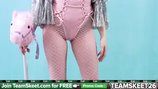 Blonde Teen Cosplays in Lingerie for a POV Casting