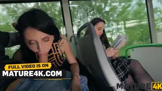 European Mature Woman Rides Stranger on Crowded Bus