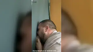 Hairy Bear Drains a Stranger Through a Gloryhole