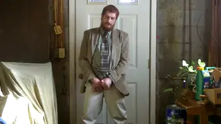 Mature Daddy in a Suit Strokes His Thick Cock