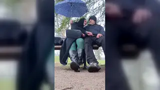 Arab European Milf Cheats Outdoors With Pissing and Handjob