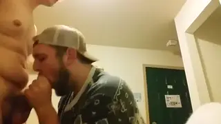 Chubby Blonde Bear Takes a Hungry Blowjob