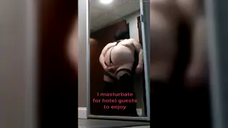 Crossdresser Teases in Stockings at Hotel Door