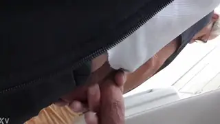 Guy Strokes His Big Cock in a Public Toilet