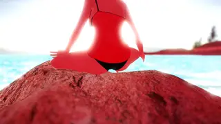 Petite Cheerleader Loses Curves to Busty Rival on Beach