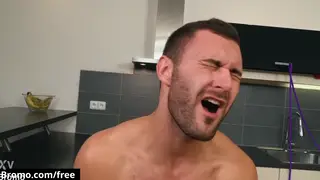 Muscular Men Trade Rough Oral and Rim Play Outdoors