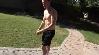 Blonde Jock Works His Uncut Cock in Solo Show